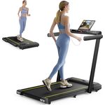 Klappbar Laufband für Zuhause, 14 km/h Home Treadmill, 2 in 1 Walking Pad mit Großer Lauffläche, Dual LED Anzeige, 12 Laufprogramme, Herzfrequenzmessung, APP und Fernbedienung, Keine Installation