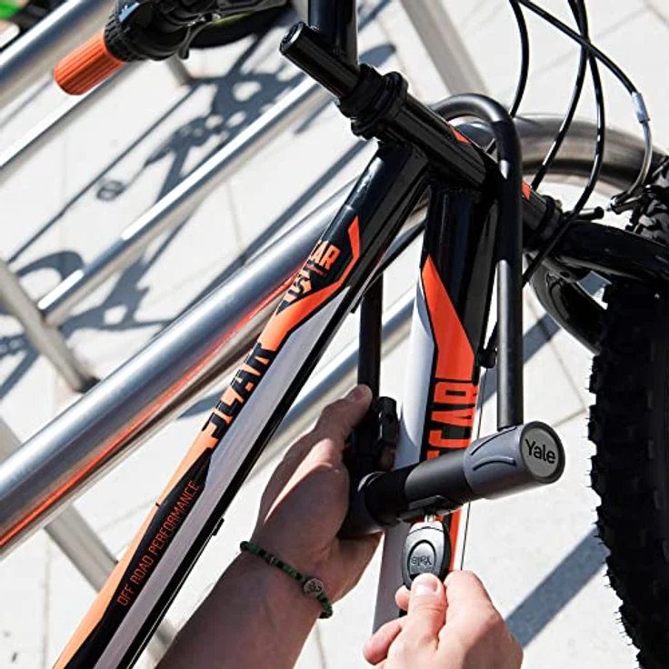 Yale Hochsicherheits-U-Schloss mit Sicherheitskabel, 120 cm, ultrastarker Bügel, schwarz – Bild 8