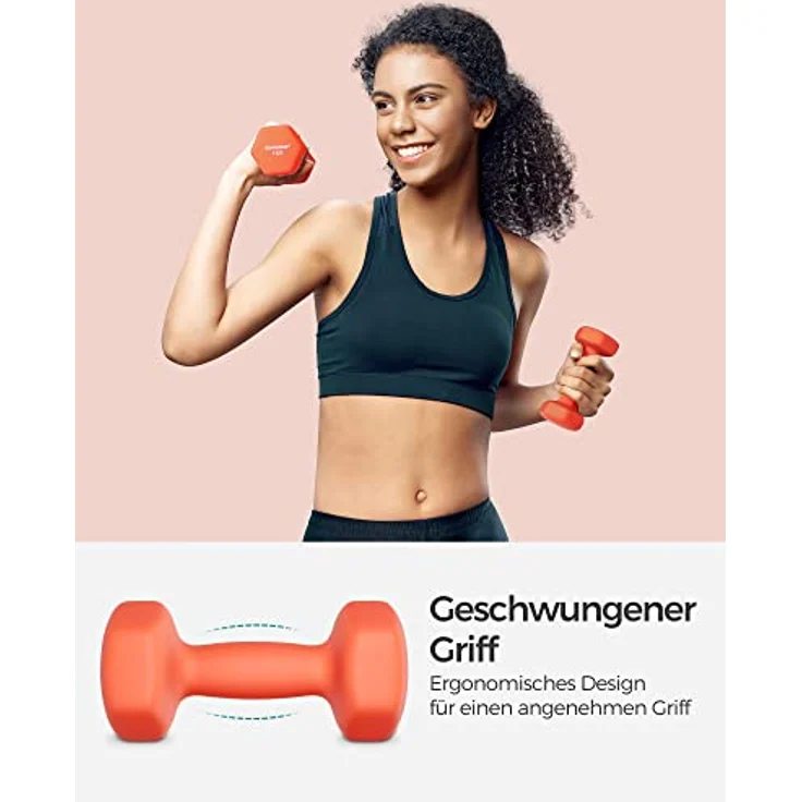SONGMICS Hanteln, 2er Set, 2 x 1 kg, Hantelset, Kurzhanteln, Hexagon, Neopren-Beschichtung, Krafttraining, Workout, Fitnesstraining, für Zuhause, orange SYL902O01 – Bild 3