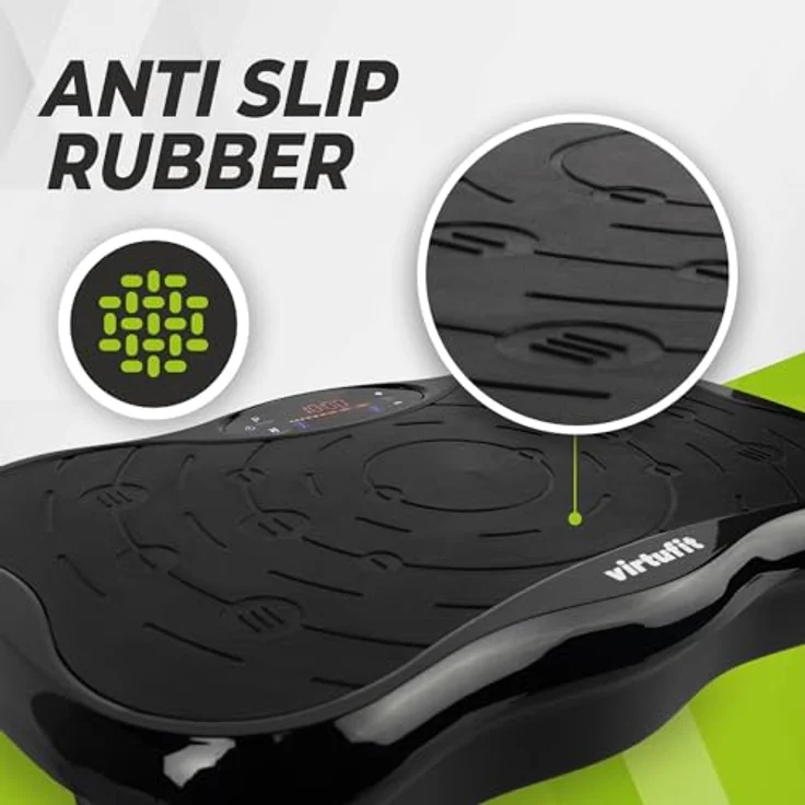 VirtuFit Fitness-Vibrationsplatte - Fitness Powerplate - 10 Trainingsprogramme - 99 Geschwindigkeitsstufen - Ausdauertrainingsgerät, Schwarz – Bild 5