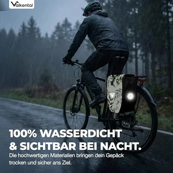 Valkental Gepäckträgertasche, wasserdicht, 20L Füllvolumen, mit Reflektoren, für Fahrräder – Bild 5