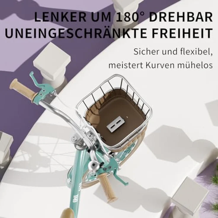 Habib Gruppe Kinderfahrrad Mädchenfahrrad mit 6-teiligem Schutz-Set, dualem Bremssystem und höhenverstellbarem Sattel für 3-8 Jahre – Bild 4