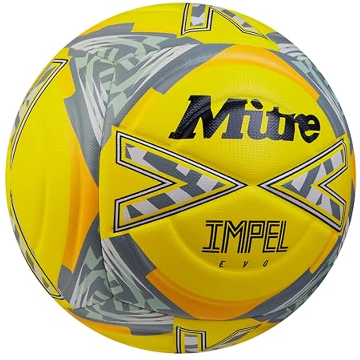 Mitre Impel Evo Fußball | strapazierfähiger Trainingsball mit Hyperseam-Technologie | Fluo-Gelb/Schwarz/Kreisgrau, Größe 4 – Bild 2