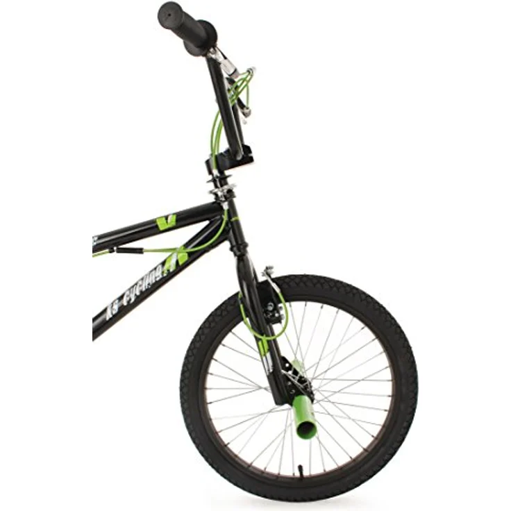 KS Cycling BMX-Rad Hedonic, 20 Zoll, 1 Gang, schwarz und giftgrün, mit 360° Rotorsystem und 4 Stahl-Pegs – Bild 7