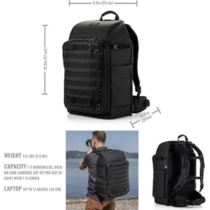 Tenba Sac AXIS V2 Backpack 32L Noir, Wanderrucksack mit Kamera-/Laptop-Getriebe-Kapazität bis zu 400 mm 2,8 Zoll, versteckter Bluetooth-Tracker-Tasche, 3-Punkt-Kamera-Zugang und Airflow-Gurt – Bild 3