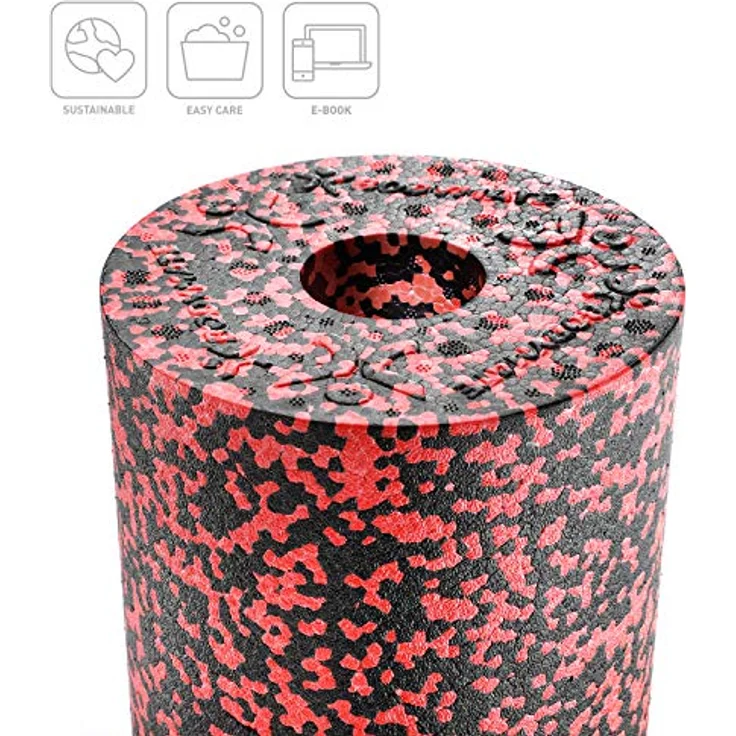 BODYMATE Faszienrolle STANDARD Mittel-Hart, 30x15cm, mit Gratis E-Book - Black/Pepper-Red – Bild 2