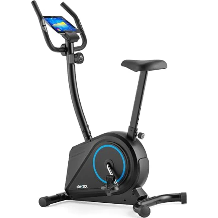 Gymtek® Ergometer Heimtrainer XB700, Magnetisch, Klappbar bis 120kg, 8 Widerstandsstufen, 5kg Schwungmasse,  Bike Indoor, Schwarz – Bild 1