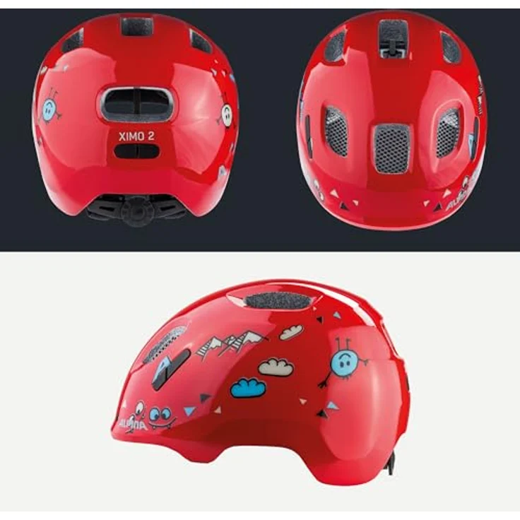 ALPINA Kinder-Helm Ximo 2, Fahrradhelm mit 360° Fitsystem, red smile gloss – Bild 4