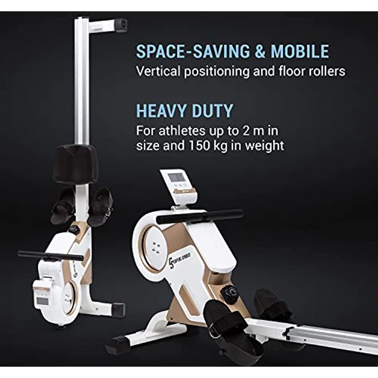 Capital Sports Rudergerät für Zuhause Klappbar, Rowshaper mit Magnetwiderstand, 150kg Belastbar, Alu-Gleitbahn, 8-Stufig – Bild 3