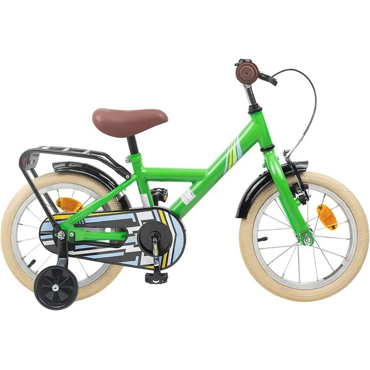 vidaXL Kinderfahrrad 14 Zoll, für Kinder von 3-5 Jahren, Grün mit Stützrädern, 104 x 51 x 73 cm