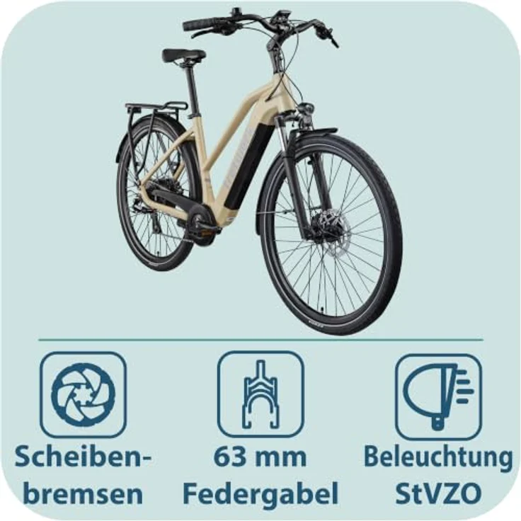 Tretwerk Onyx E Bike 28 Zoll Damen Trekking Elektro Fahrrad, Aluminiumrahmen, 250 Watt Hinterradmotor, elfenbein – Bild 7