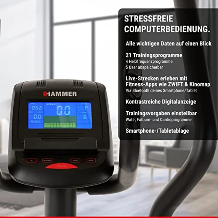 HAMMER Crosstrainer Crosstech XTR BT, inkl. Glute Shaper, Leistungsampel, 21 Programme – Bild 5