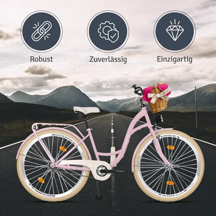 Milordbikes City-Fahrrad, Pink und Creme, 46 cm, Metallrahmen, leichtlaufende 700C Reifen, Freizeit- und Sportbike – Bild 5
