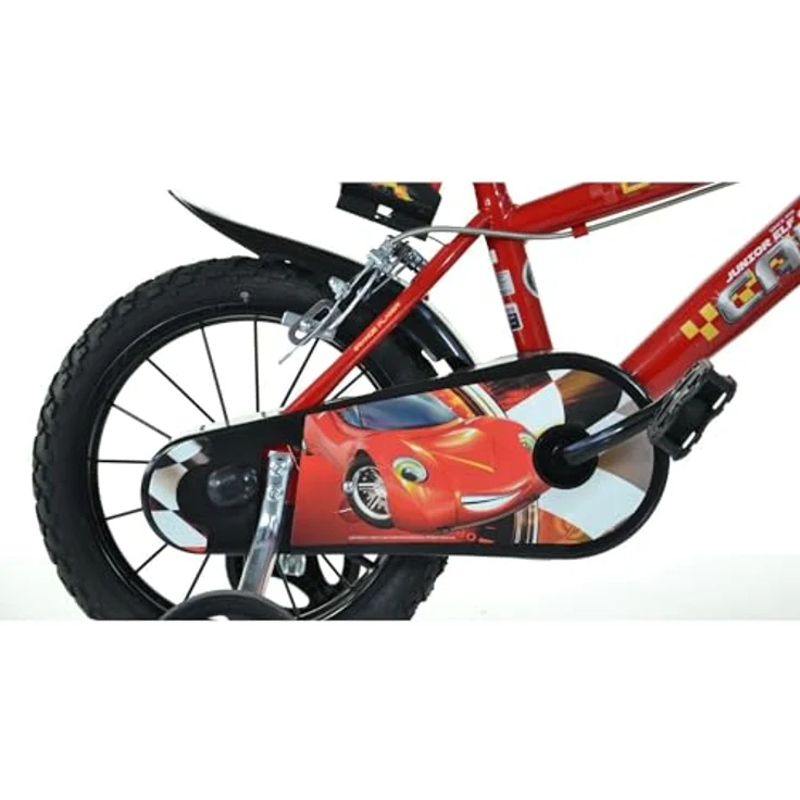 Dino Kinderfahrrad Cars Buddy, mit Stützrädern, Trinkflasche und Frontschild, blau – Bild 4