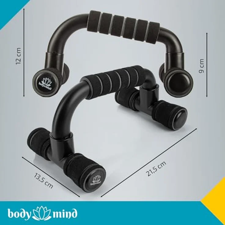 Body & Mind® Push-Up Liegestütz-Griffe, Ergonomische Trainings-Griffe für effizientes Krafttraining, mobil und kompakt, 12 cm Höhe für verbesserte Bewegungstiefe – Bild 5