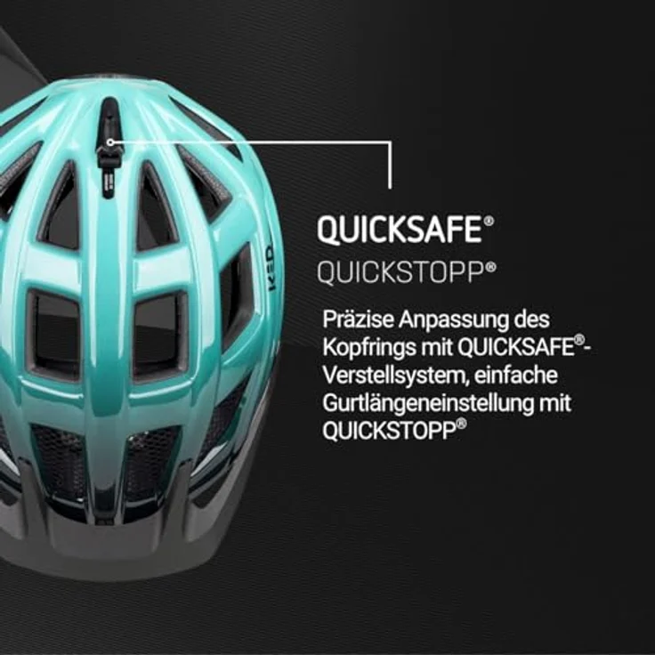 KED CROM, leichter Fahrradhelm mit K-FIT Anpassungssystem, türkis M 52-58 cm, mint black glossy – Bild 4