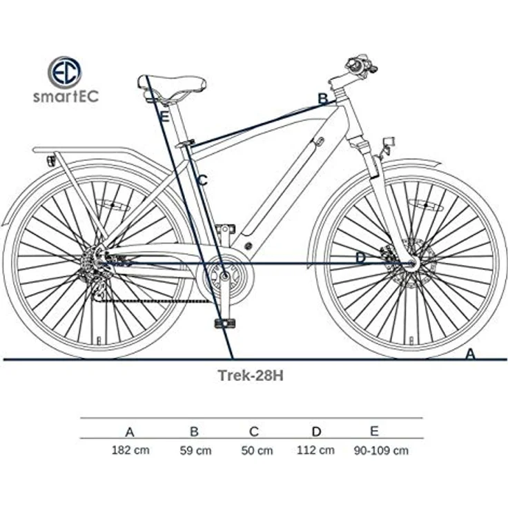smartEC Trek-28H E-Bike Trekking Herren 250W Hinterradmotor Li-Ion Akku 36V/13Ah Elektrofahrrad 28 Zoll Reichweite 90km bis 25 km/h Trekking City (Blau) – Bild 2
