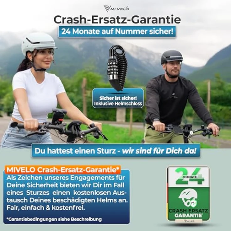 MIVELO NOVA Fahrradhelm, NTA zertifiziert bis 45 km/h, ultraleicht mit LED-Licht und Helmschloss, Unisex, Mint, L (57-61 cm) – Bild 5