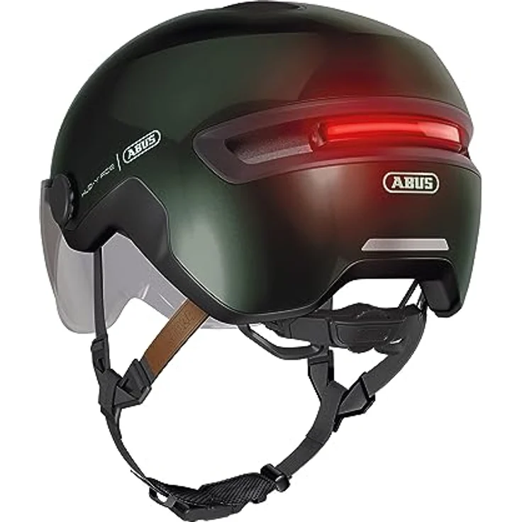 Abus HUD-Y ACE, Velohelm (54 - 58 cm) mit integrierter LED und Glas-Visier, urbanes Design – Bild 7