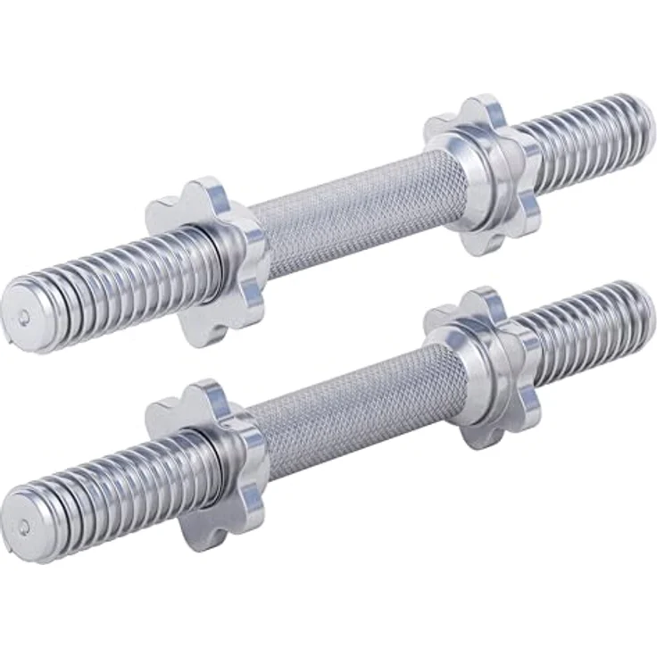 GORILLA SPORTS® Kurzhantelstange - Einzeln oder 2er Set, 30mm Durchmesser, 42cm lang, bis 100kg Belastbar, mit Sternverschlüssen, Rutschfest, Gerändelt, aus Chrom - Hantelstangen Kurz – Bild 1