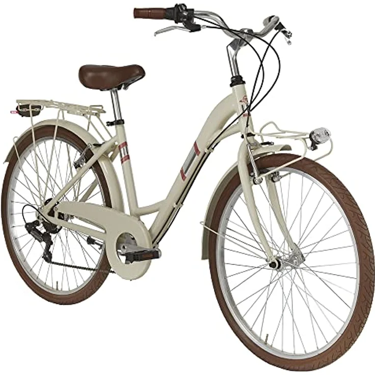 Alpina Bike Dorothy Trekking-Fahrrad, 6 V, Creme, 26 Zoll mit Shimano Schalthebel – Bild 2