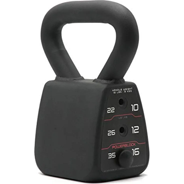 Power Block Adjustable Kettlebell Verstellbare Kettlebell, Schwarz, 15.9 kg - Ersetzt 4 Kugelhanteln im Raum von 1 – Bild 1