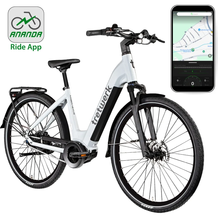 Tretwerk Amber Nexus E-Bike Damen, 28 Zoll Elektrofahrrad mit 8-Gang  Nabenschaltung, bis zu 130 km Reichweite, Tiefeinsteiger anthrazit, 48 cm  fr Krpergren 155 - 185 cm: Tests, Infos & Preisvergleich