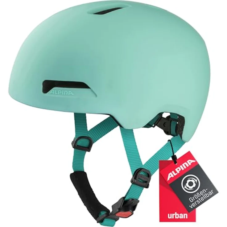Alpina Haarlem Turqouise Matt, Fahrradhelm mit Inmold-Bauweise und Run System Ergo Flex +, türkis matt – Bild 1