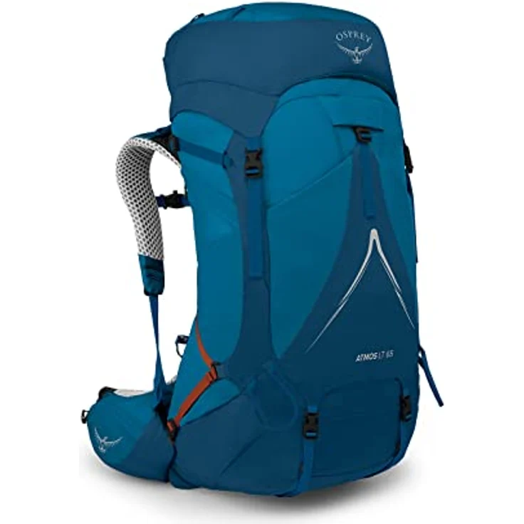 Osprey Atmos AG LT 65, Wanderrucksack mit Regenhülle, U-förmigem Reißverschluss und hoch zugänglichen Flaschenhaltern, Night Shift/Scoria Blue L/XL – Bild 1