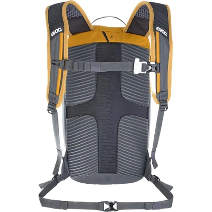 EVOC RIDE 8 Fahrradrucksack, Trekkingrucksack mit AIR-PAD-Rückenpolsterung und Werkzeugfach, Lehm Gelb / Carbon Grau – Bild 2