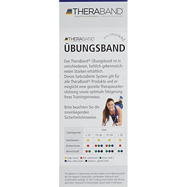 THERABAND Thera-Band Übungsband 2,5 m, extra stark, blau, für vielseitiges Widerstandstraining aus reinem Latex – Bild 5