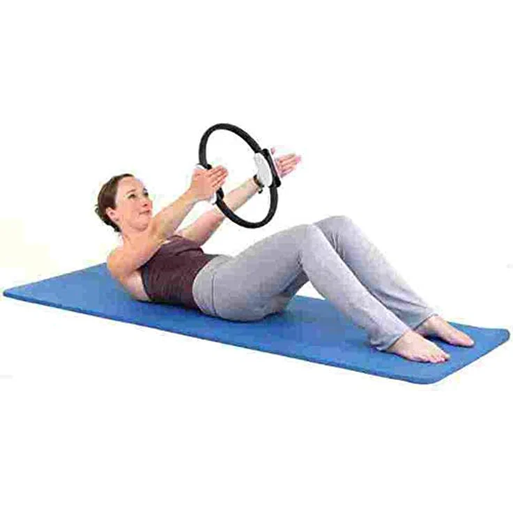 Pilates Ring, ca. Ø 38 cm, schwarz, klassischer Pilatesring aus stabilem Fiberglas mit Softgriffen, Pilates-Trainingsgerät, Pilates Zubehör – Bild 2