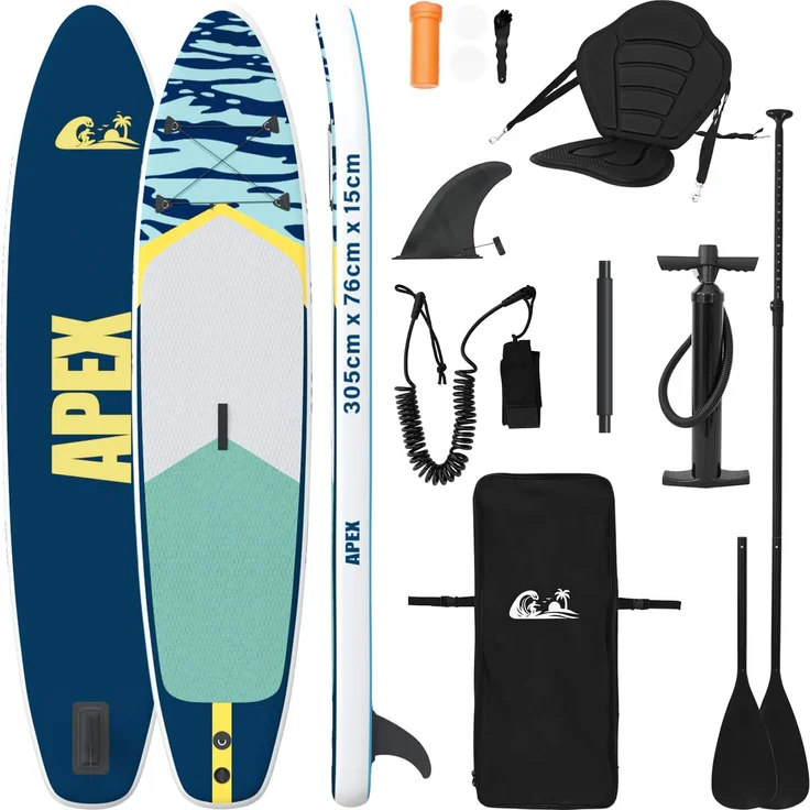 vidaXL SUP Board mit Sitz 2-in-1 APEX, 305 x 76 x 15 cm, blau