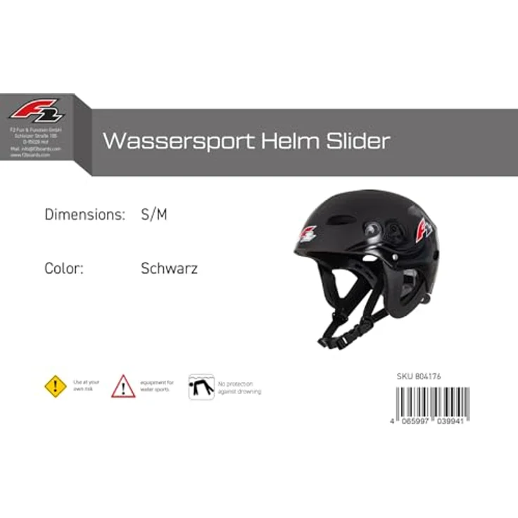 F2 Slider Wassersport Helm S/M, schlagfest, schwarz, mit individuell verstellbarem FIT-System und 11 Belüftungslöchern, 2024/25 – Bild 5