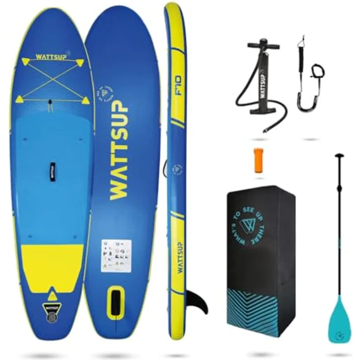 WattSUP F10 SUP Board Stand Up Paddle Surf-Board Paddel ISUP 305x81cm, Blau/Yellow – Bild 2