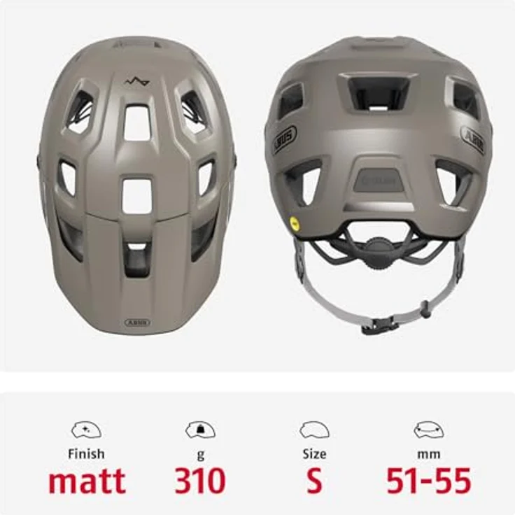 ABUS MTB-Helm MoDrop MIPS, robuster Fahrradhelm mit individuellem Passform und Aufprallschutz, Unisex, Grau, S – Bild 3