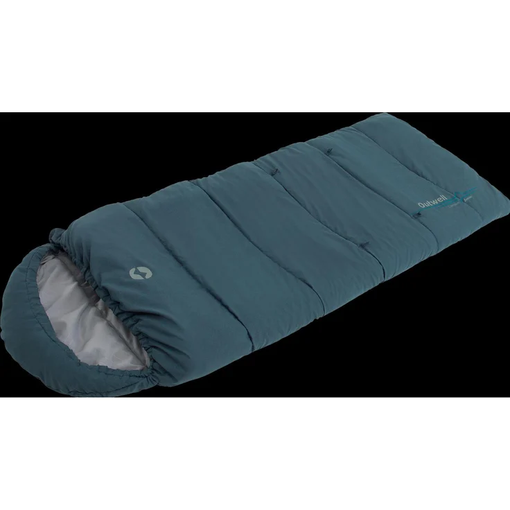 Outwell Campion Junior, Kinderschlafsack für Kinder bis 170 cm, 100% Polyester, atmungsaktiv und isolierend, integrierte Kapuze, zwei-Wege-Reißverschluss