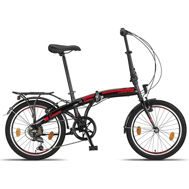 Licorne Bike CONSERES Premium Faltrad, Klapprad in 20 Zoll - Shimano 6 Gang-Schaltung - Hollandfahrrad - Schwarz/Rot – Bild 4