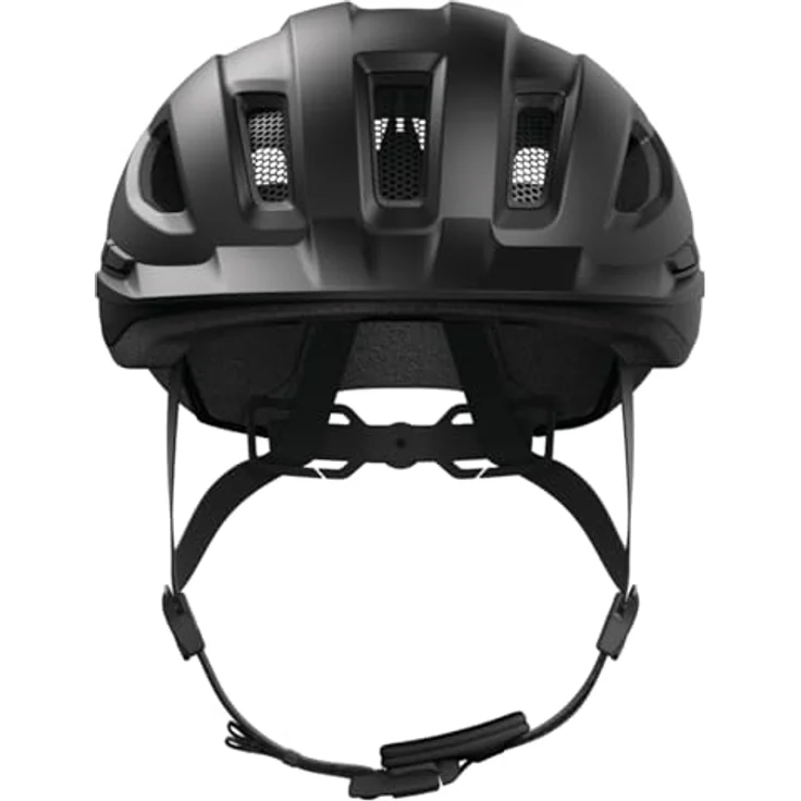 ABUS Urban-I 4.0, Fahrradhelm mit aufladbarem Rücklicht, 2 Leuchtmodi, Schirm, Zopf-Öffnung und magnetischem Verschluss, Größe L, schwarz – Bild 2