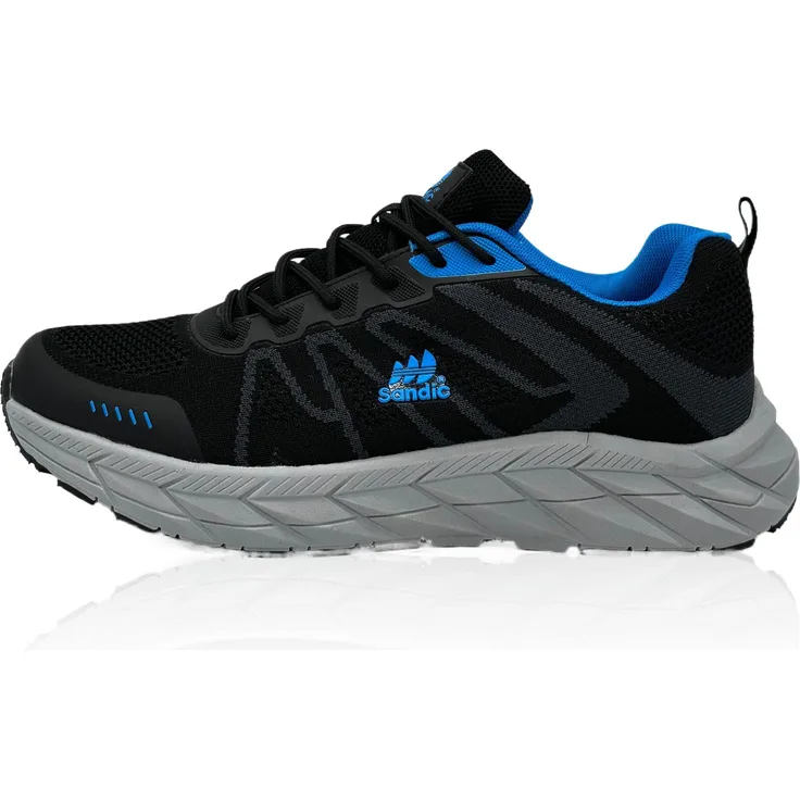 Nowaland Leichte Atmungsaktive Laufschuhe, Schwarz-Königsblau, Größe 45, 4 cm Absatzhöhe, 800 g, Mesh-Obermaterial, rutschfeste Laufsohle