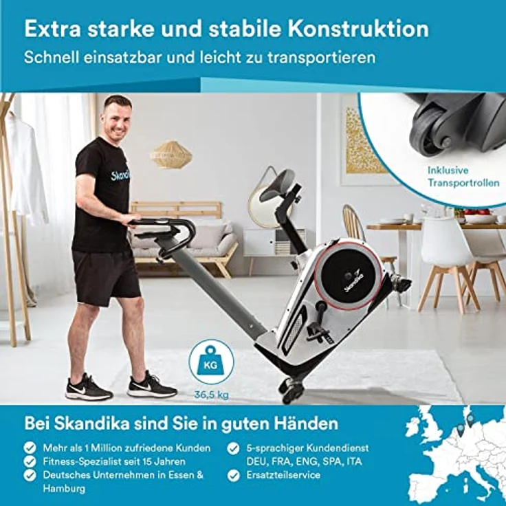 Skandika Ergometer Morpheus mit Kinomap Lifetime-Abo| Heimtrainer für Zuhause, 12 kg Schwungmassensystem, 32 Levels, 24 Programme, Pulsgurt, Tablethalterung | Indoor Fahrrad bis 150 kg – Bild 4