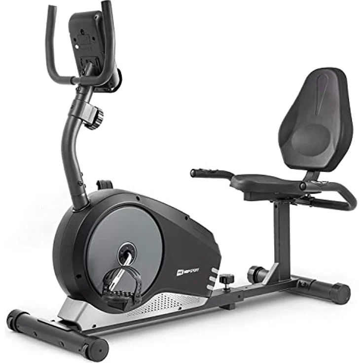 Hop-Sport Root Liegeergometer - Liegeheimtrainer mit Handpulssensoren, 9,5 kg Schwungmasse, 8 Widerstandsstufen - Sitzergometer max. Benutzergewicht 120 kg (Silber) – Bild 2