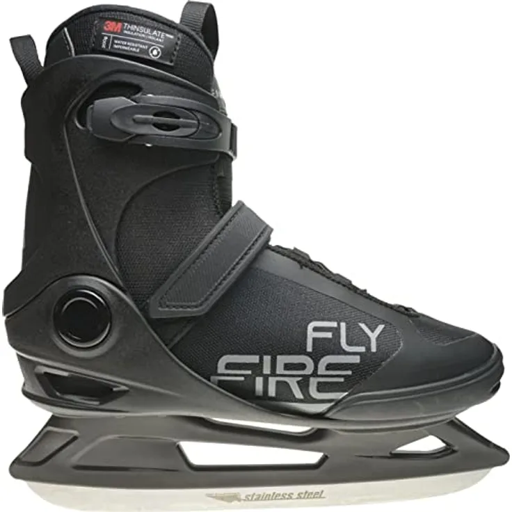Firefly Herren Phoenix III Eishockeyschuhe, Black/Grey, 44 - Wasserabweisendes PVC, atmungsaktives Mesh, THINSULATE-Isolierung