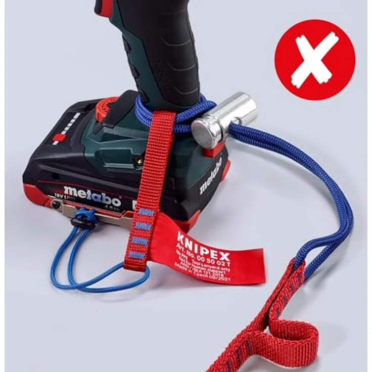 Knipex 00 50 12 T BK Fangleine mit fixiertem Materialkarabiner, 90 cm lang, für Werkzeugsicherung bis 6 kg, schwarz – Bild 8