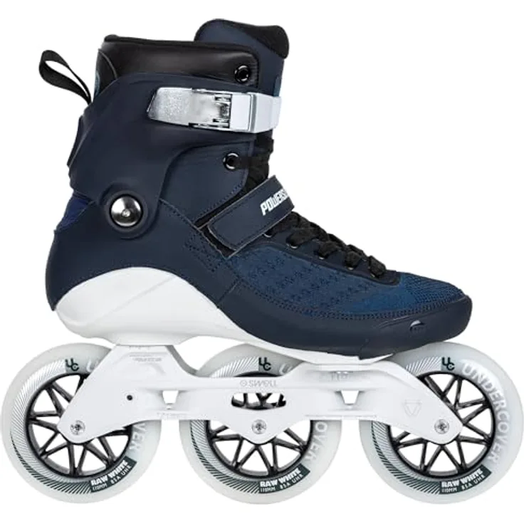 Powerslide Swell 110 Navy Trinity Inlineskates, 47, 3x, 110 - Hochleistungs-Inline-Skate mit Recall memory fit-Technologie, TRINITY 3-Punkt-Bindungssystem, und UNDERCOVER Raw 110 mm Rollen
