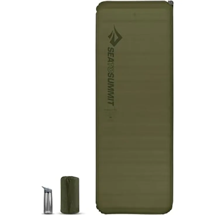 Sea to Summit Camp Plus Self Inflating Isomatte Regular Wide - 7,5 cm Dicke - R-Wert 4,3 - Delta Core-Technologie - 4 Jahreszeiten - Camping - Green - 183x 64cm - 1220g