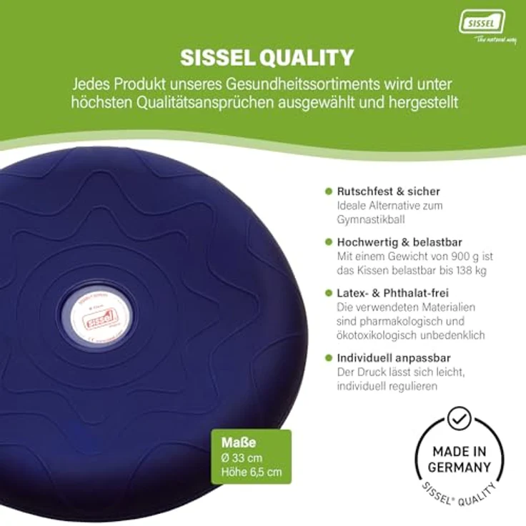SISSEL Unisex – Erwachsene, blau SITFIT | Luftgefülltes Sitzkissen | Balance und Sitzhaltung, Ø 33 cm, 1 Stück (1er Pack) – Bild 4