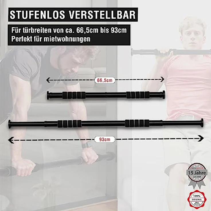 Ultrasport 2-Wege-Klimmzugstange, individuell einstellbar für Länge 66,5-93 cm, Klimmzugstange aus stabilem Stahl, belastbar bis 100 kg, Türreck für effektives Training der Oberkörpermuskulatur – Bild 4