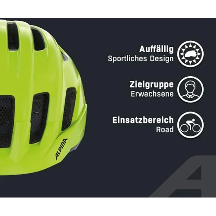 ALPINA Paranus, leichter Fahrradhelm mit starker Stoßdämpfung Hi-EPS, großer Belüftung, integriertem Insektennetz, anpassbarer Passform, be-Visible Gloss, L (59-61 cm) – Bild 3
