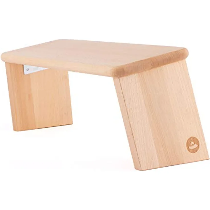 Bodhi Meditationsbank aus Holz (Buche) | Yoga Hocker für tiefere Meditation | Klappbar, Buche geölt
